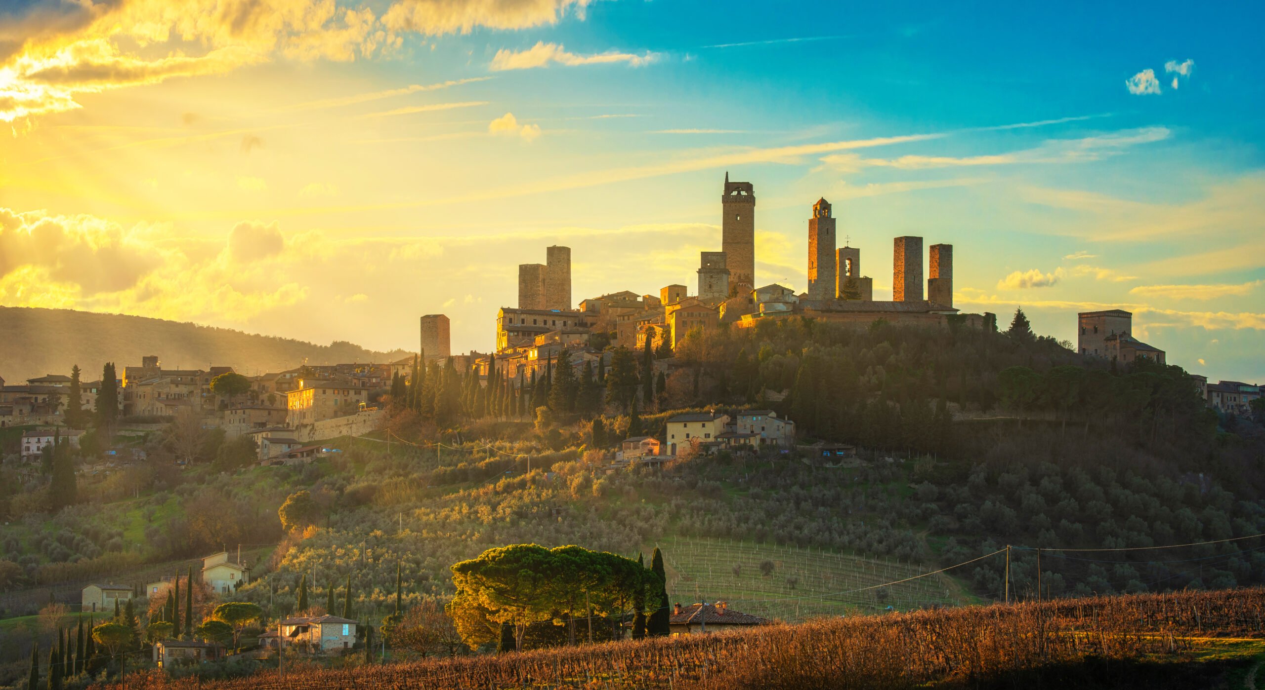 Sunrise skyline San Gimignano